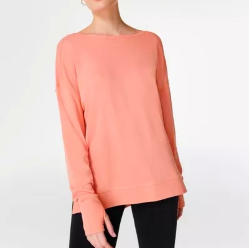 Sweaty Betty London Long Sleeve Thumbholes Scoop Neck Athleisure Top XL